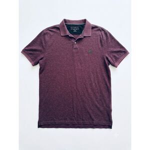 Banana Republic Mens Large Birdseye Pique Polo Shirt Burgundy Short Sleeve